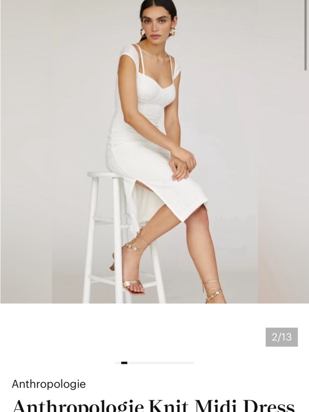 Anthropologie Cream Knit Midi Dress with Sweetheart Neckline Bundle 3/$65